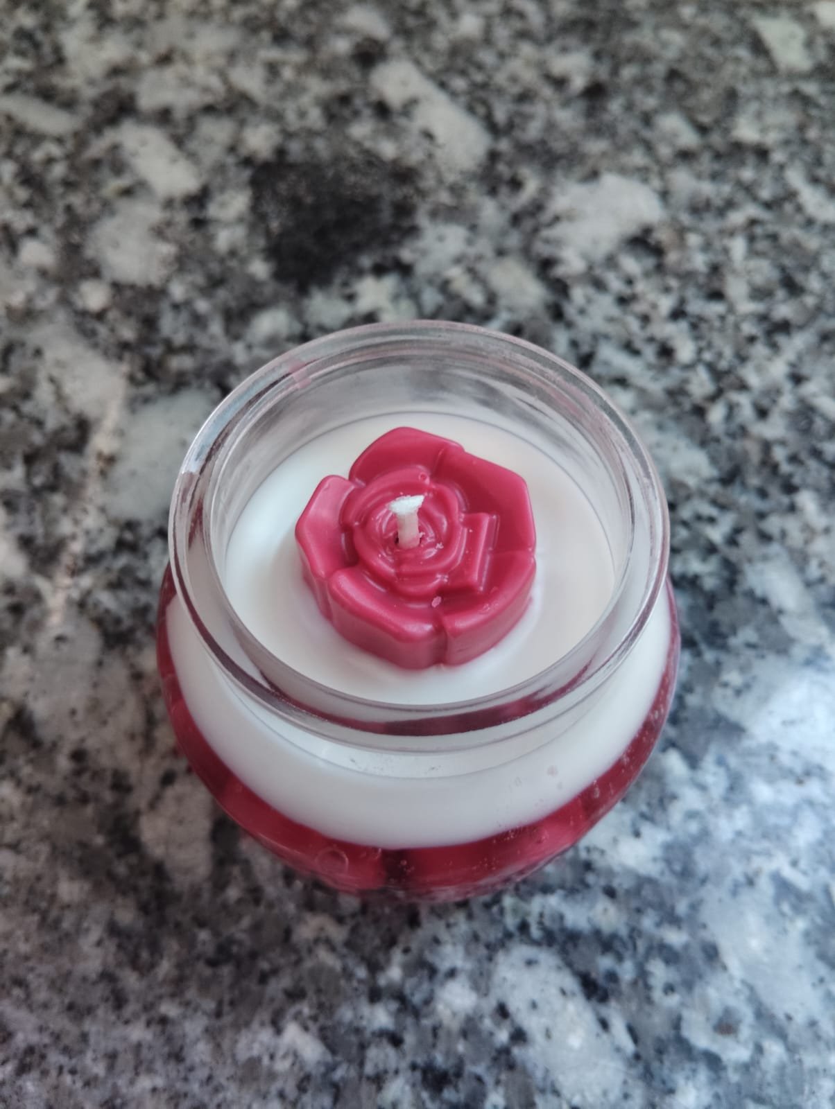 Top-down view of rose wax topper